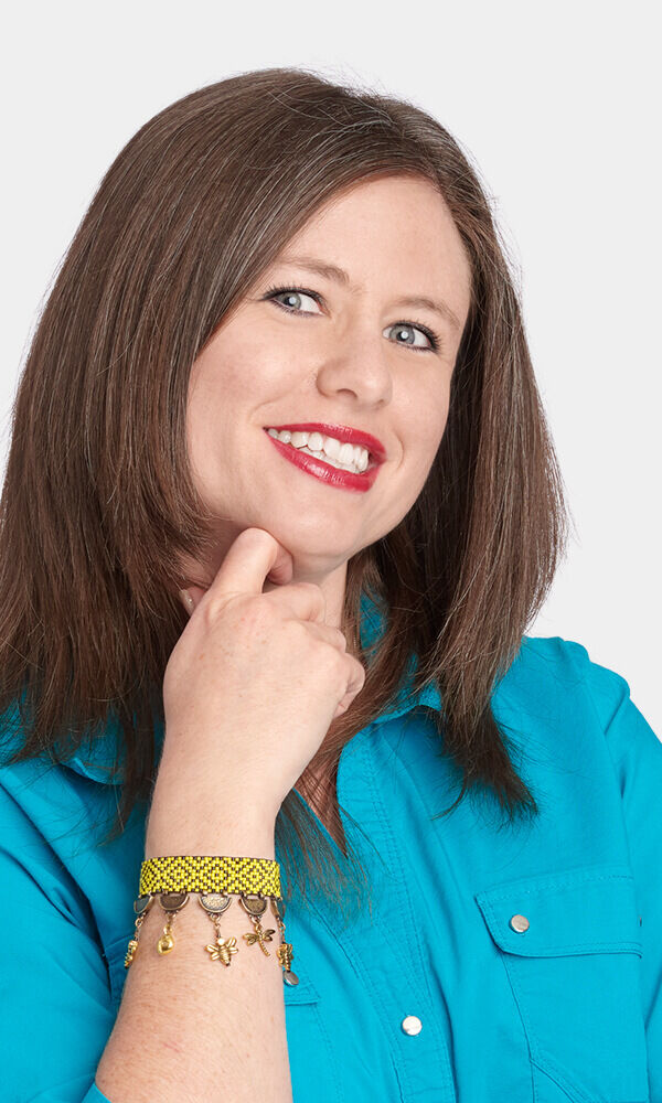 Model showing off a bracelet created with seed beads